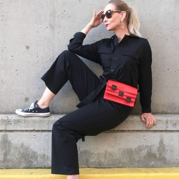 Everlane -1226 Women's Utility Jumpsuit Black‎ Long Sleeve *Missing Belt* Size 4 - Picture 1 of 11